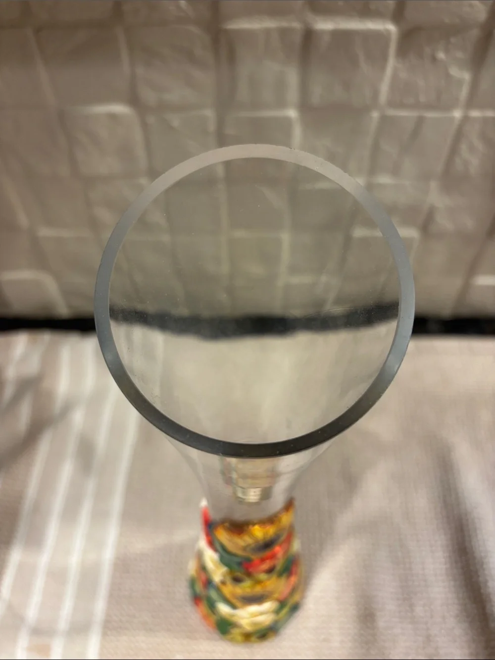 Polymer clay flowers over Glass Vase
